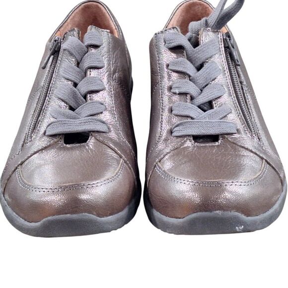 Vionic Abigail Metallic Leather Comfort Sneakers Size 7.5 Zipper needs insole - Picture 2 of 9